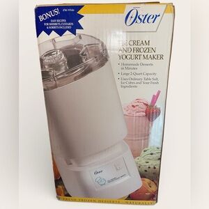 New in Box Oster White Ice Cream Maker/2 Quart Capacity/Rtl $50
